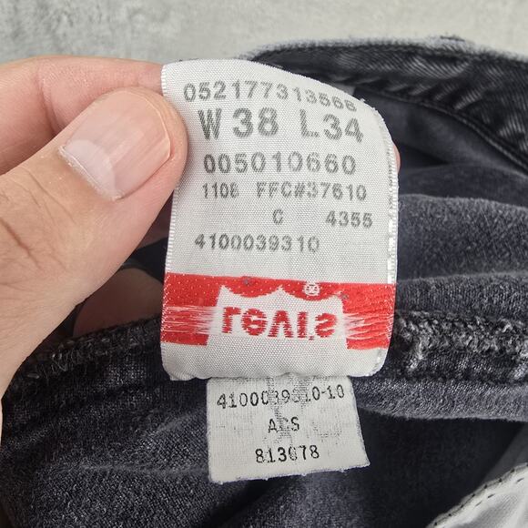 Levis 501 Jeans Mens 38x34 (Fits 34x30) Black Button Fly Straight Denim Y2K - Picture 8 of 16